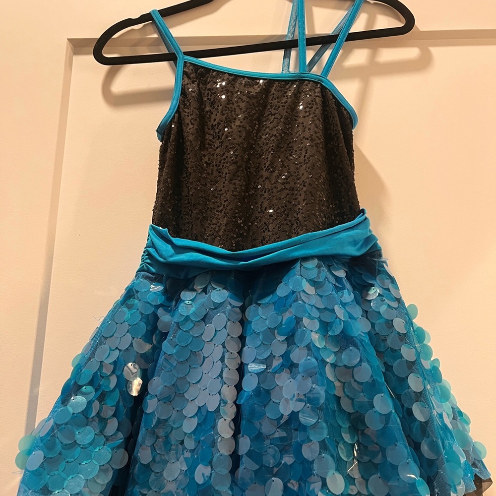Weissman Blue and Black Sequin Kids Dance Costume